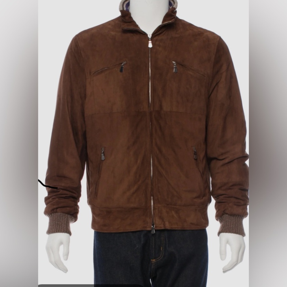 Battistoni Rome Italy Suede Bomber Jacket size L